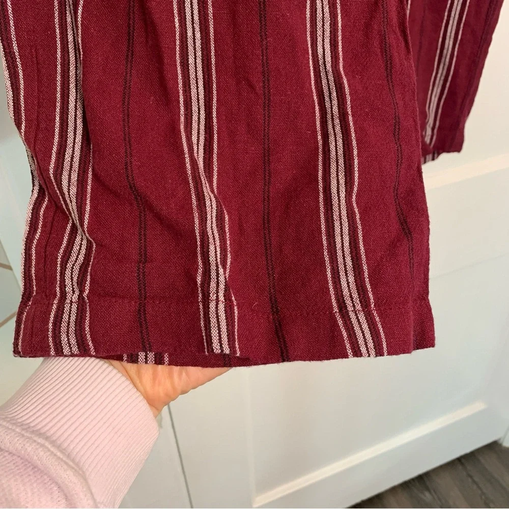 NWOT Old Navy Linen Blend Striped Pants Maroon Burgundy Pull-on Women’s Small - Picture 3 of 9